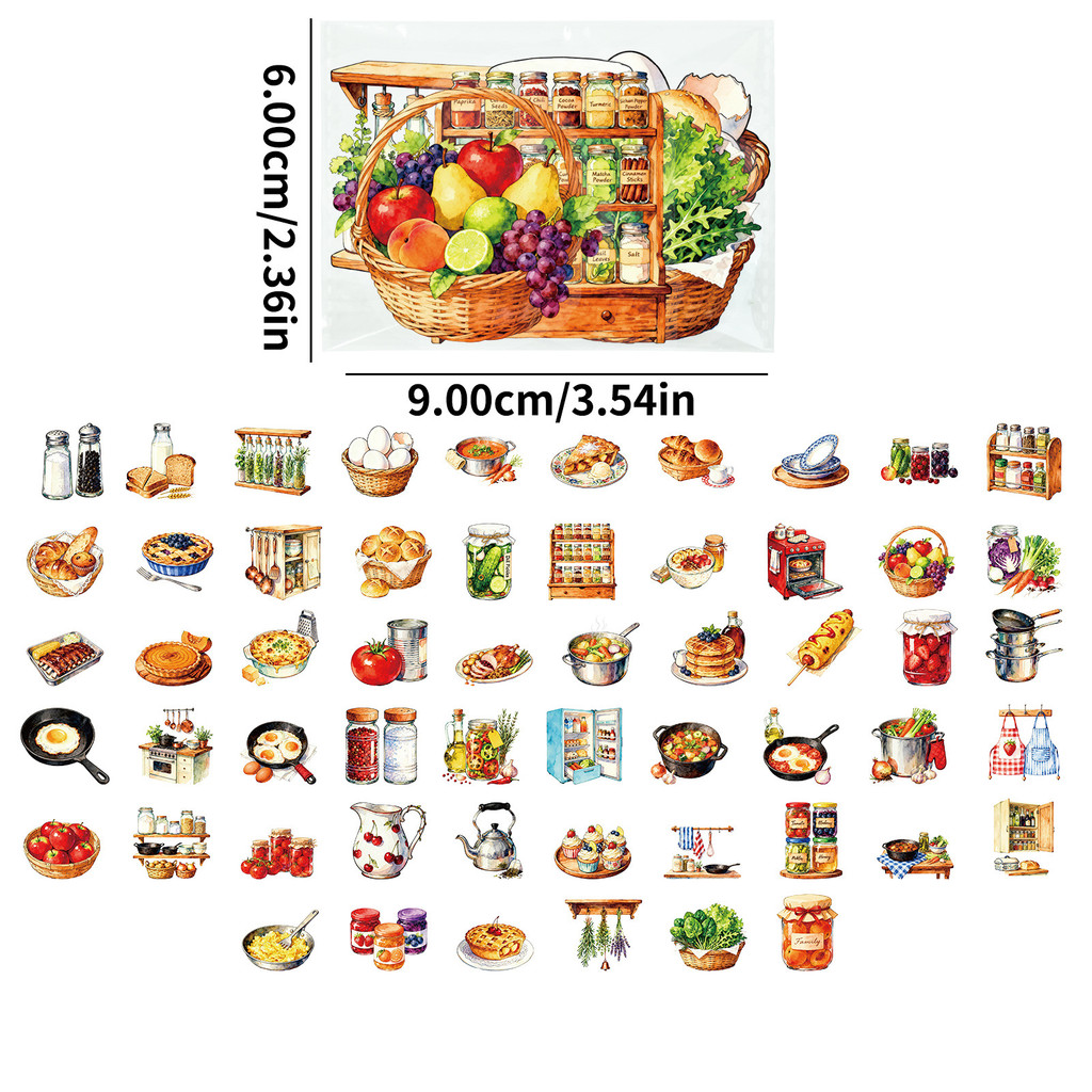 Kitchen Baking Sheets - 56 Adesivos PET Retrô para Cozinha,